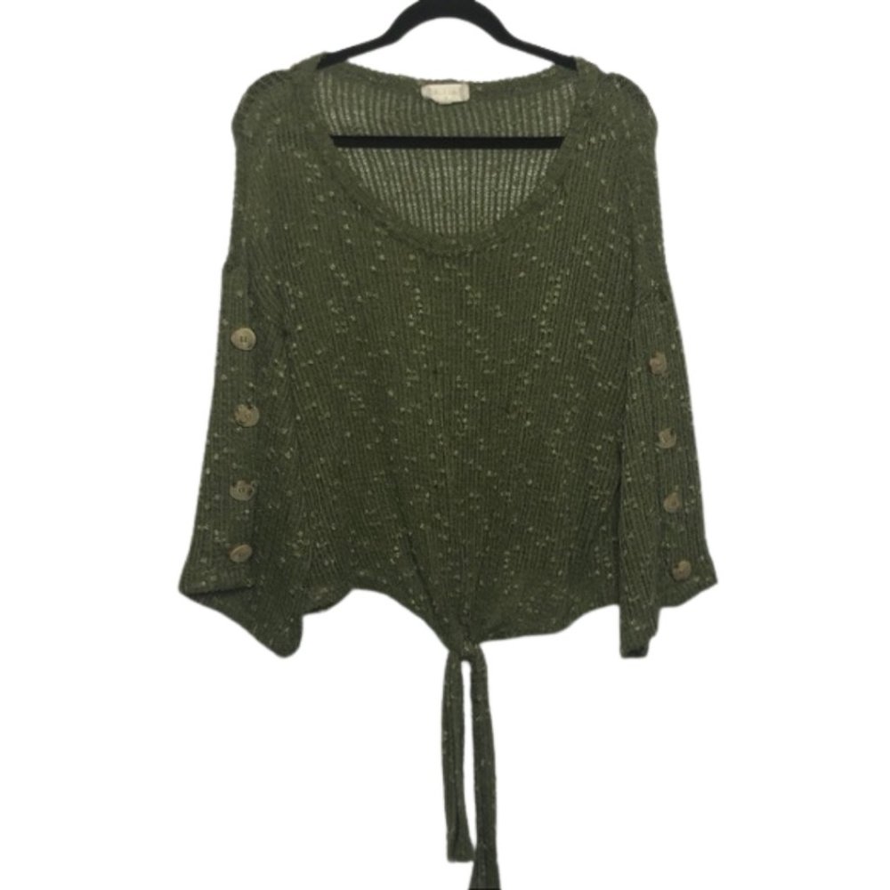 Altar'd State Green Scoop Neck Bell Sleeve Sweater